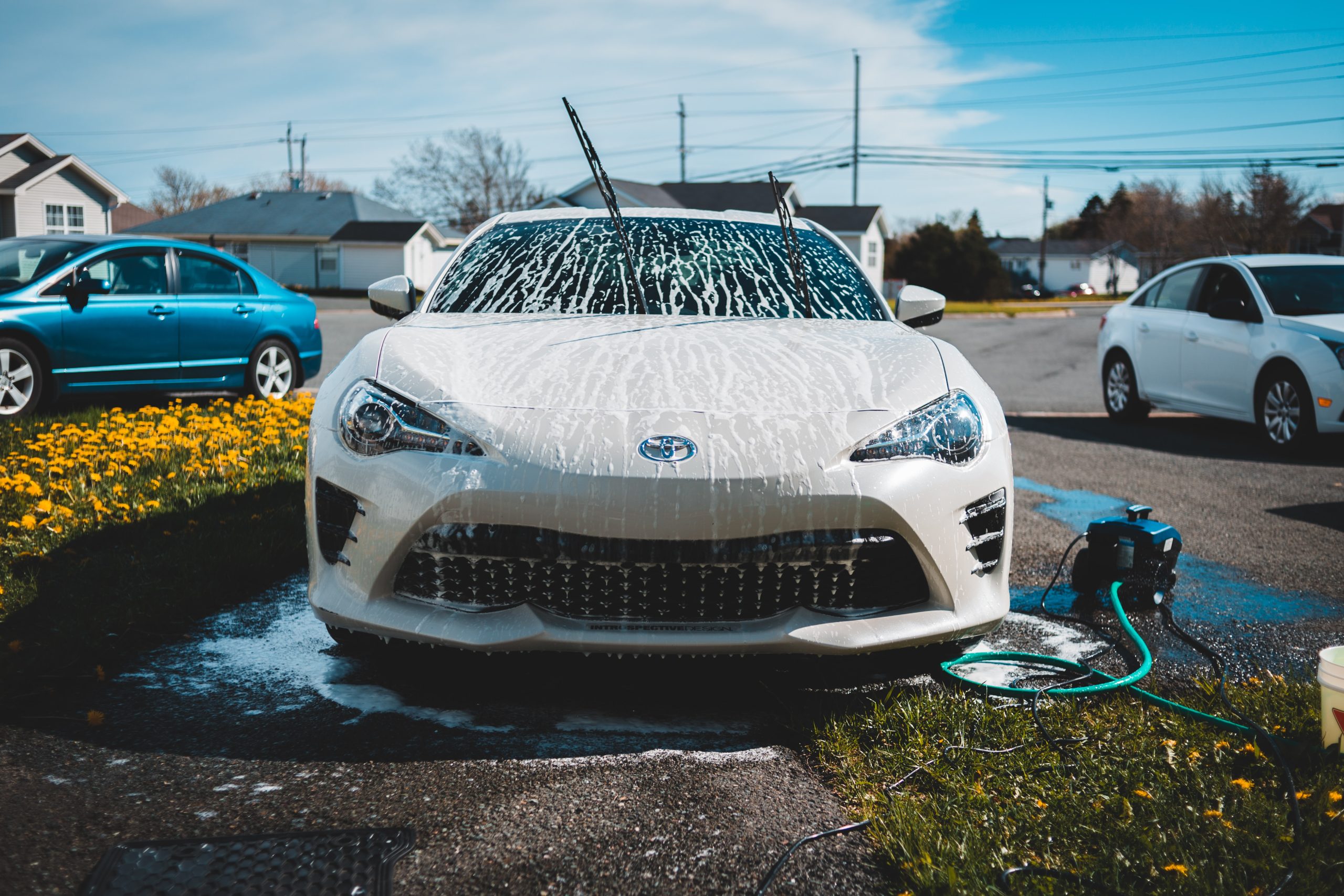 safe wash car was soap